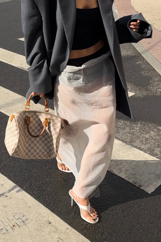 Sheer Layered Side-Slit Maxi Skirt