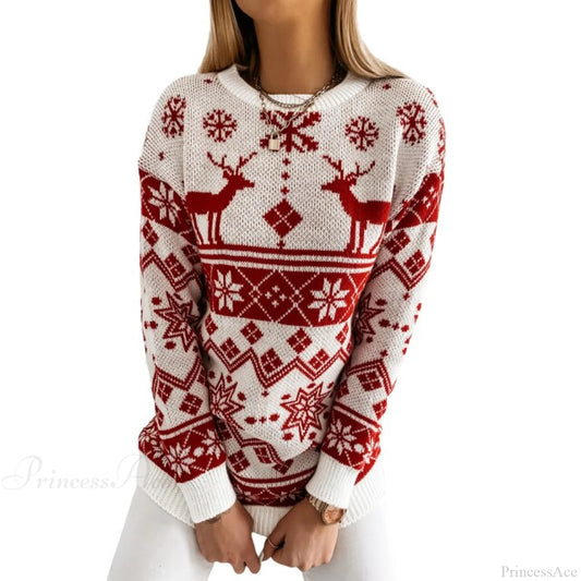 Christmas Santa Snowflake Sweaters Red 4 / S Sweaters-L