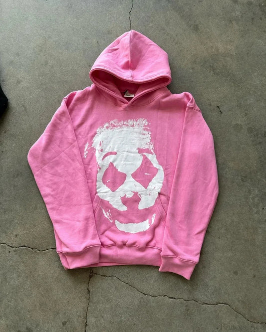Clown Graphic Oversized Hoodie pink / S