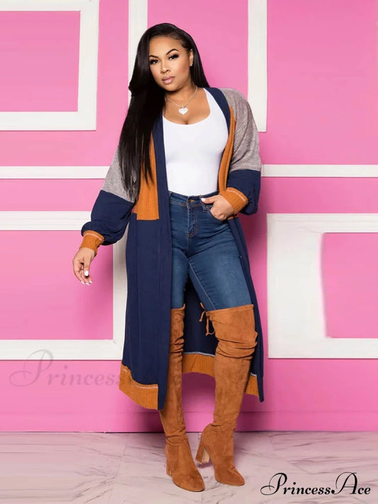 Robe mi-longue ample et gracieuse à blocs de couleurs