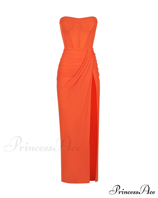 Coral Blazing Stylish Off-The-Shoulder Maxi Dress Xxs /