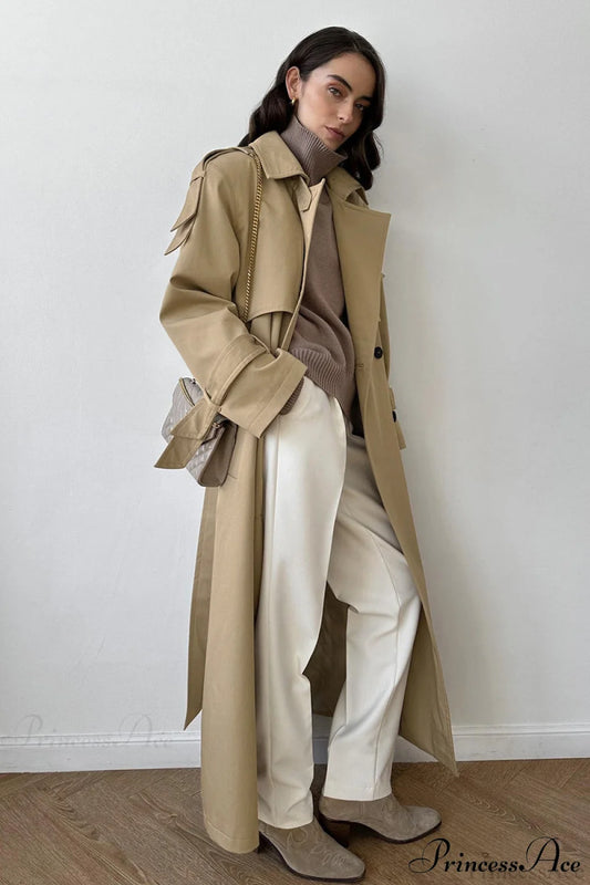 Cotton Belted Oversized Long Trench Overcoat