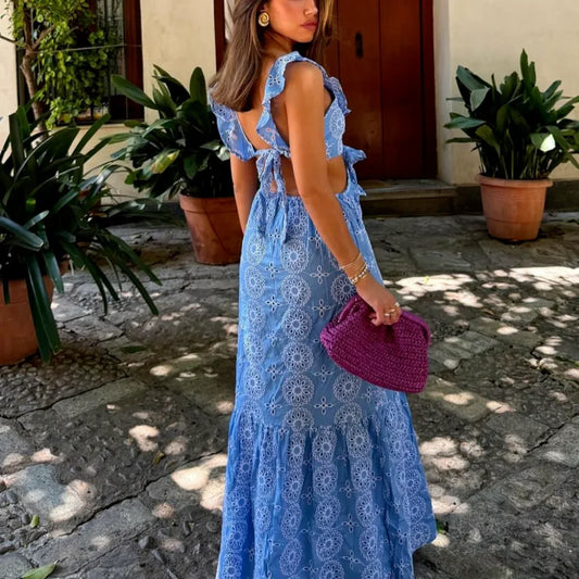 Cotton Floral Lace Party Boho Dress bohodress-250126