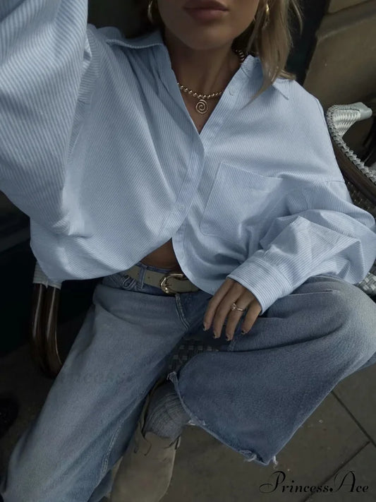 Cotton Striped Graceful Crop Shirt Shirts