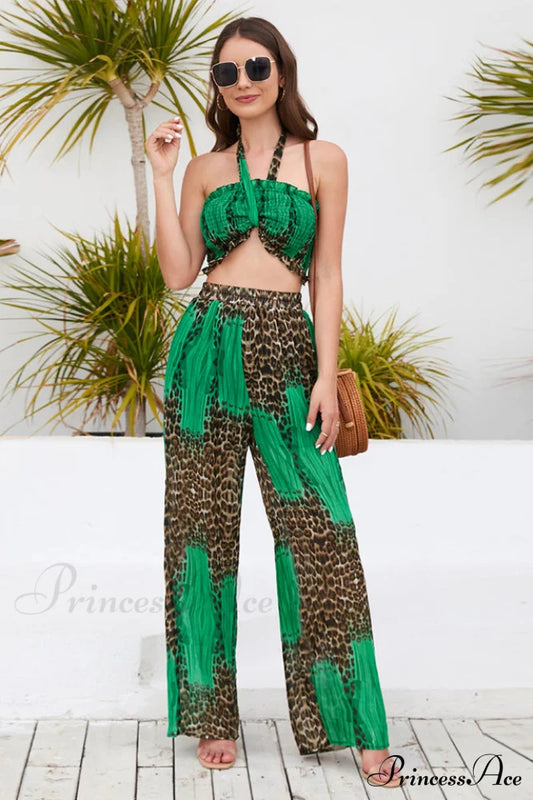 Crimped Top-Pant Printed 2pc Set | Dress In Beauty