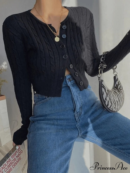 Cropped Black Graceful Biker Jacket Sweaters