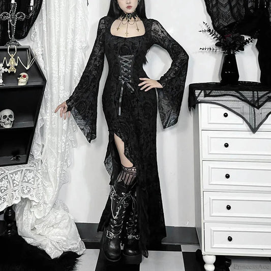 Cross Soft Long Sleeved Midi Dress Black / S