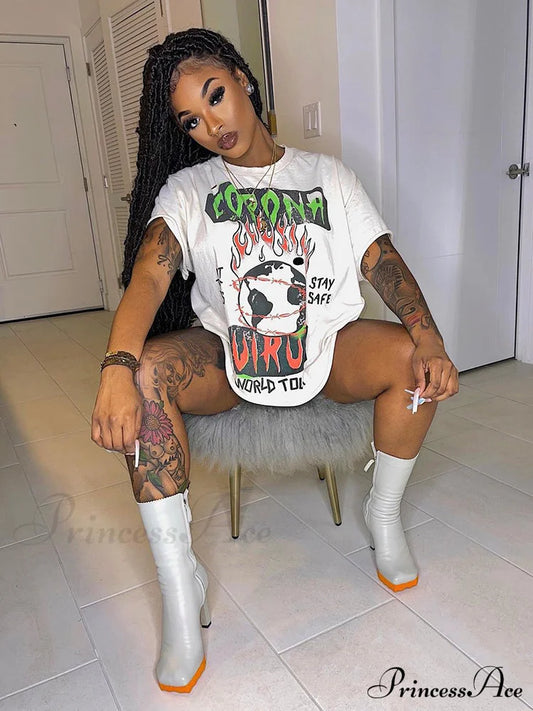 Cute Bustier Tied Front Floral Printed Sophisticated Puff Sleeve Crop Top - White / M Tops