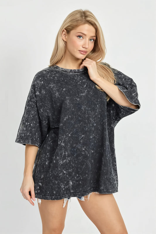 Acid Wash Crew Neck Oversize T-Shirt