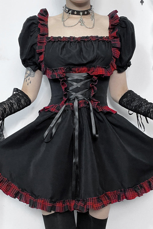 Robe gothique à carreaux de style rock