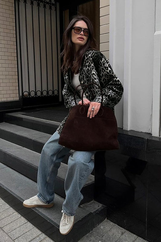 Manteau ouvert à manches longues et imprimé léopard