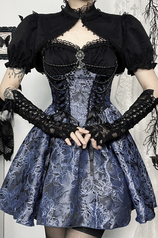 Robe gothique en jacquard bicolore pour Halloween