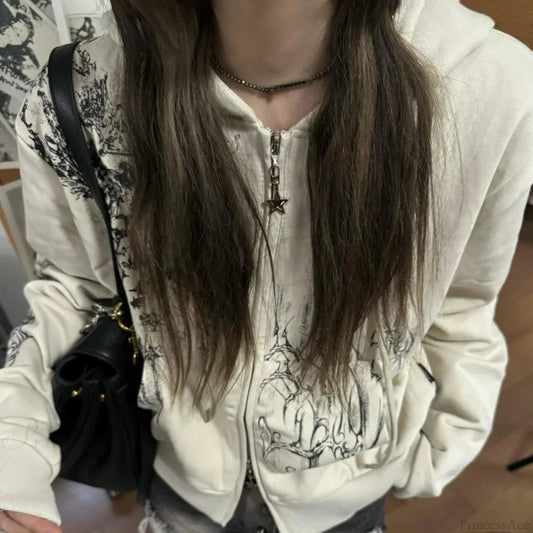 Dark Cropped Twin Zip Hoodie