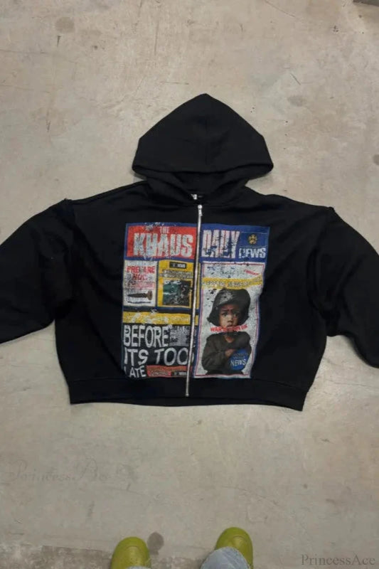 Dark Demonic Destroyer Zip Hoodie Black / S