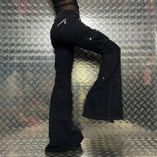 Dark Fashion Slender Denim Trouser Black / S
