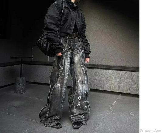 Dark Gothic Y2K Baggy Pant Black / S