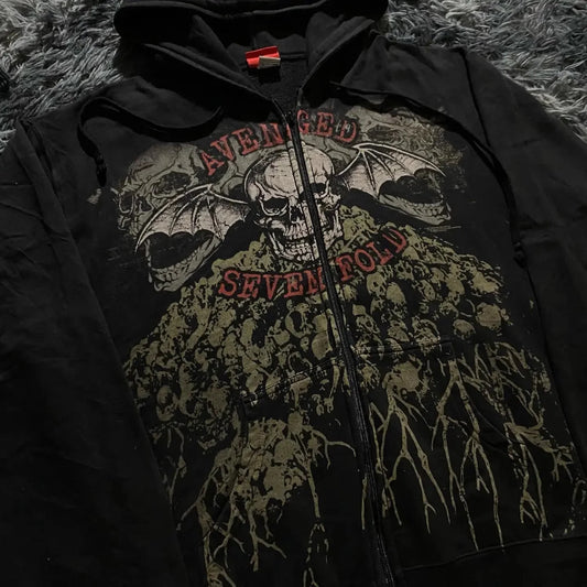 Dark Skull Design Zip Hoodie