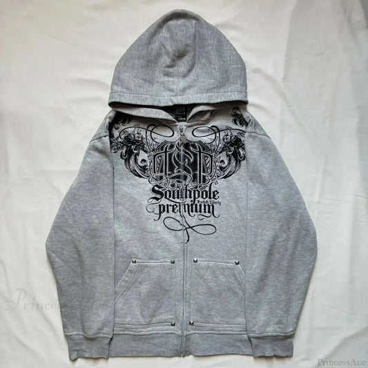 Dark Skull Print Oversized Hoodie