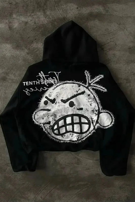 Dark Sparkling Sequin Zip Hoodie Black1 / S