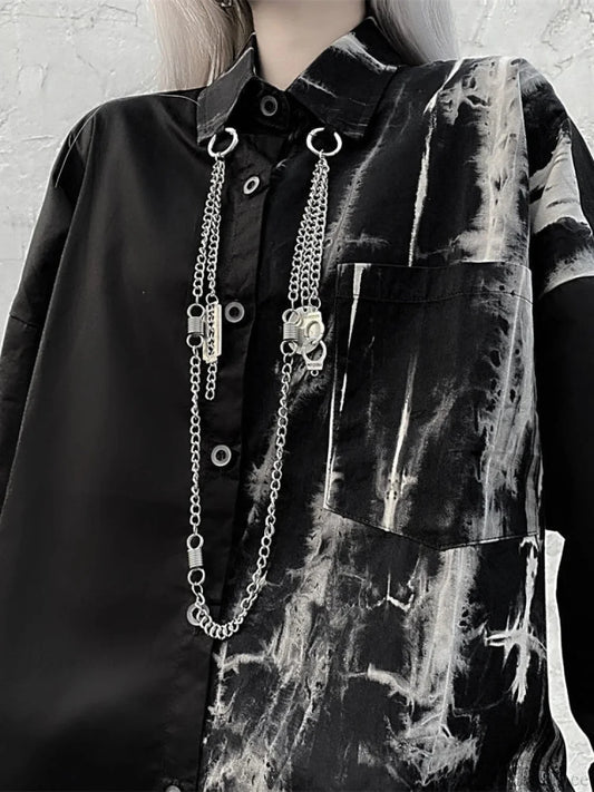 Dark Tie-dye Baggy Blouse