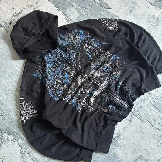 Dark Vintage Design Zipper Hoodie