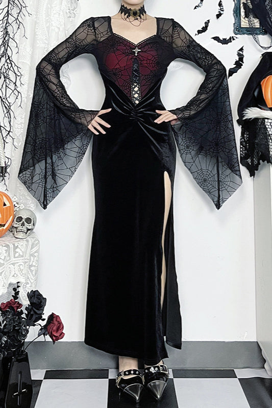 Robe gothique à manches évasées pour Halloween