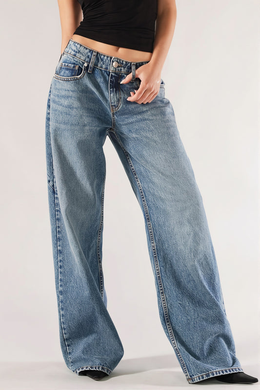 Low Rise Star Spliced Jeans