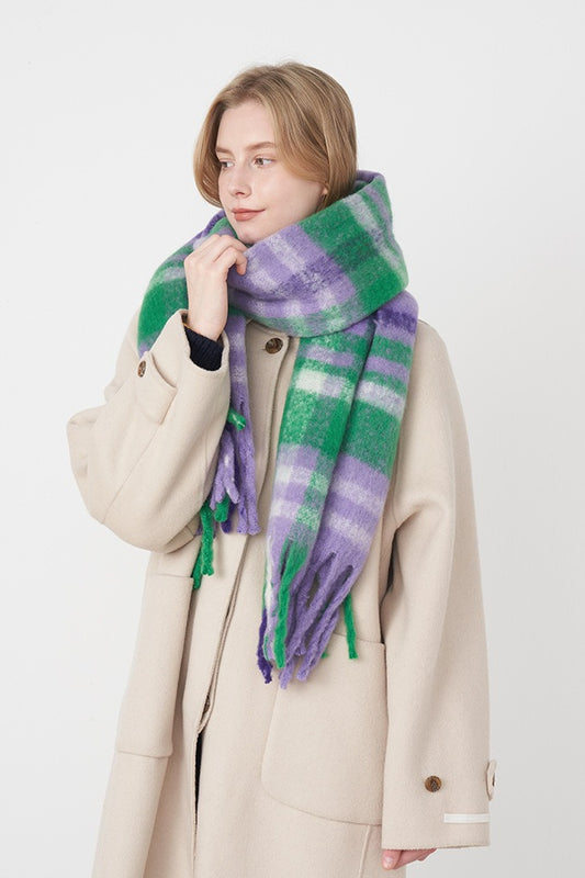 Vintage Plaid Cozy Knit Scarf