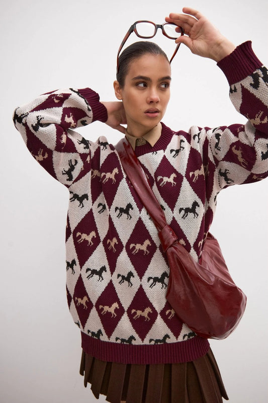 Long Sleeve Colorblock Knit Sweater