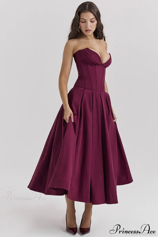 Deep V Strapless Bodycon Low-Waist Party Dress