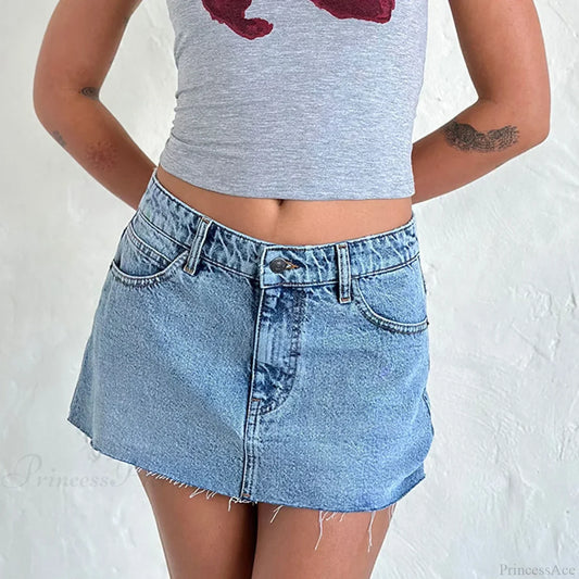 Denim Cargo Pocket Vintage Skirt sky blue / S skirts-250223