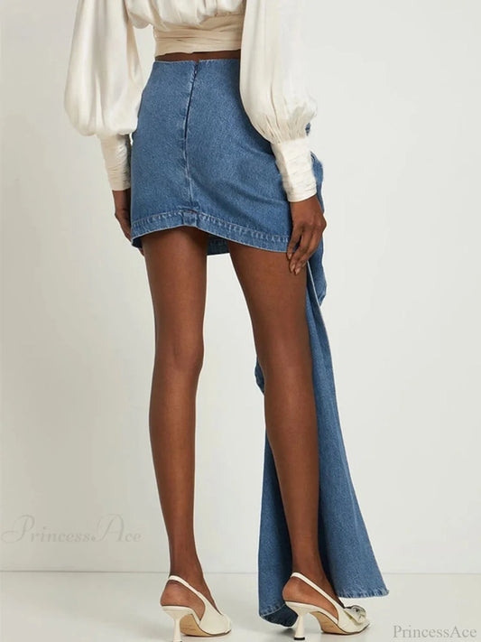 Denim Y2K Aesthetic 3D Floral High Waist Mini Skirt skirt-250126