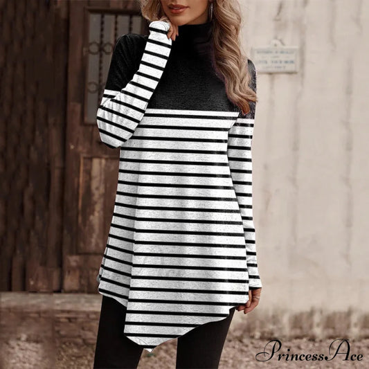 High collar bohemian print casual long sleeve Turtleneck Long Sweater T-shirt Suit 5 clothes long sleeve shirt long sleeve shirts long sleeve tops shirt tops Tops/Blouses turtleneck shirt turtleneck sweater