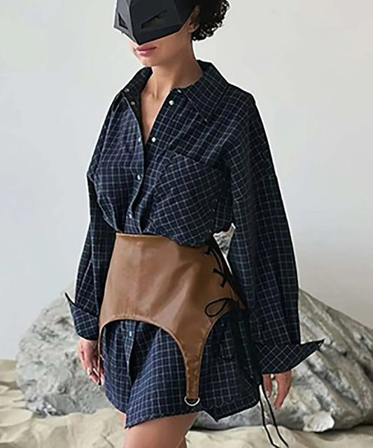 Ensemble de bureau deux pièces à lacets bleu roi