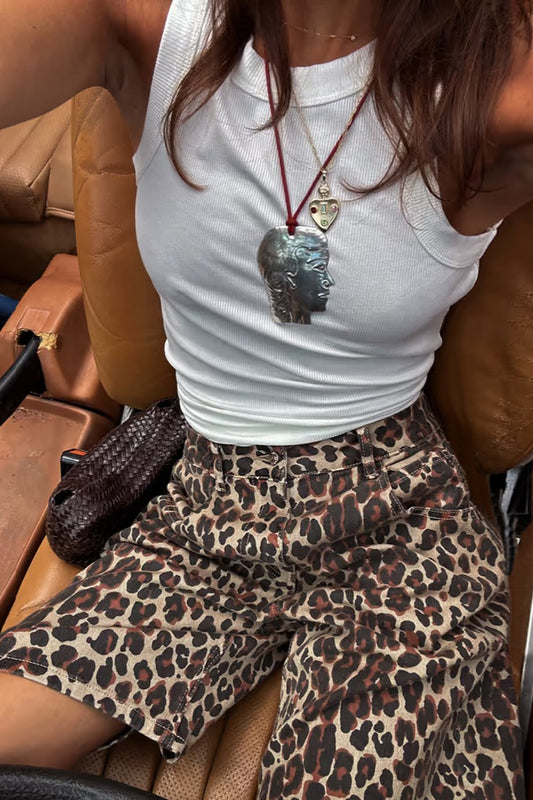 Chic Casual Cotton Leopard Print Shorts