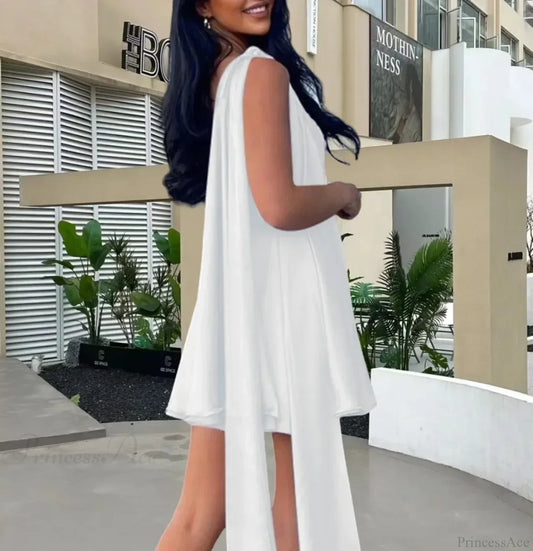 Diagonal Shoulder Mesh Mini Dress minidress-250223