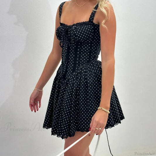 Dot Print Corset Mini Dress minidress-250223