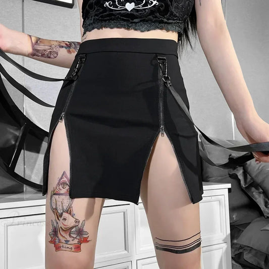 Double Zipper Gothic Hip Skirt