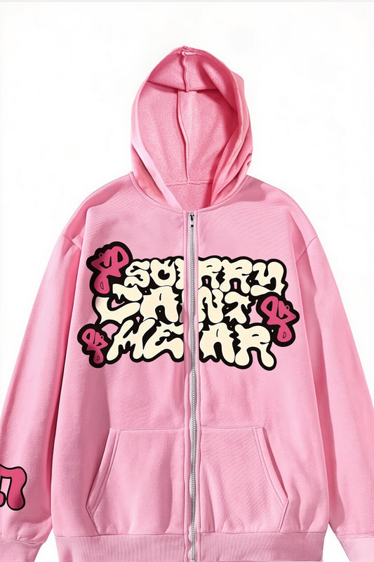 Graffiti Graphic Oversized Zip Hoodie