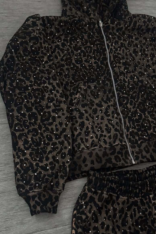Leopard Print Zip-Up Hoodie
