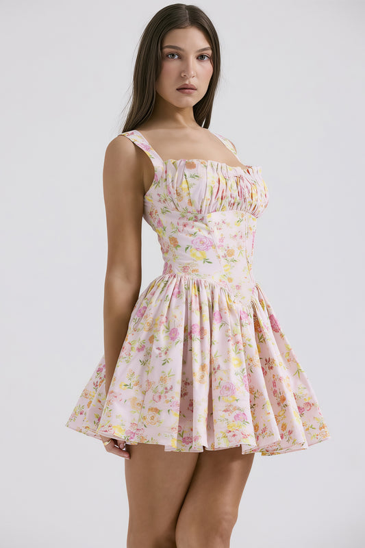 Floral Cami Ballet Puff Mini Dress