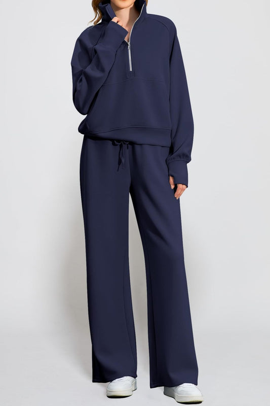 Half Zip Sweatshirt Pants Set