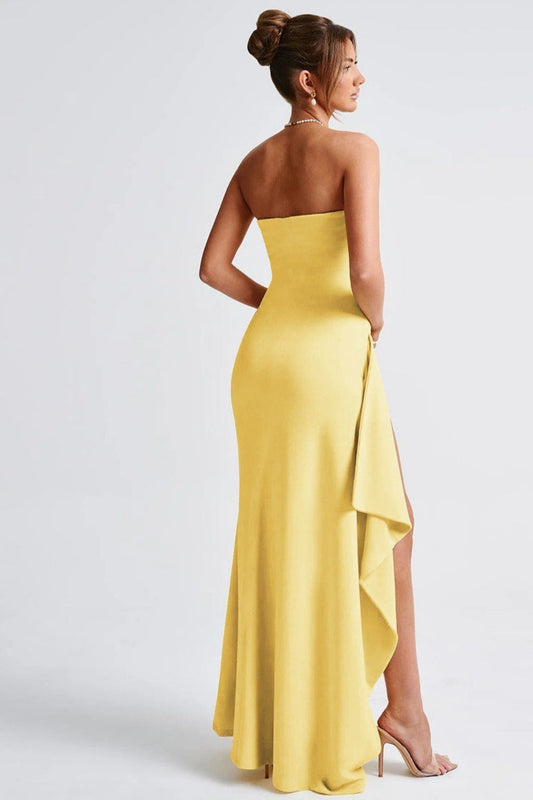 Sexy Strapless Slit Evening Party Dress