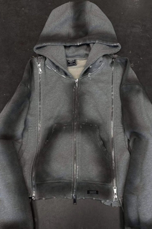 Distressed Grommet Hoodie