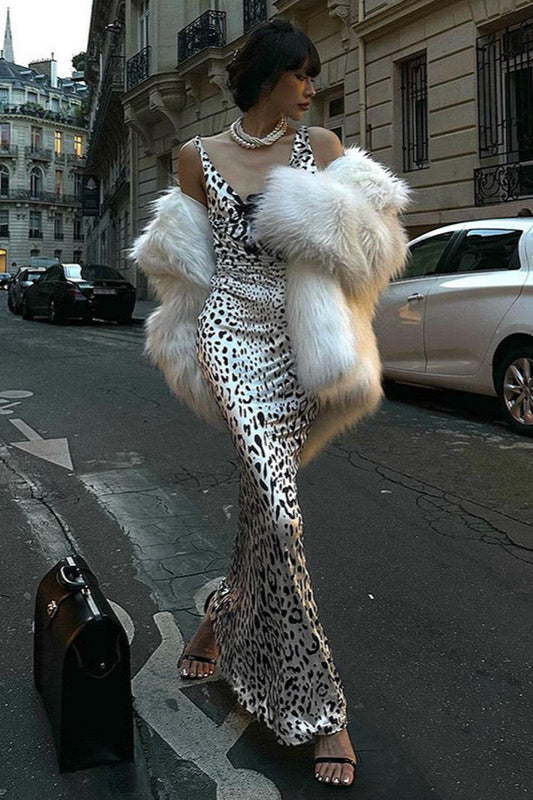 Robe longue moulante froncée