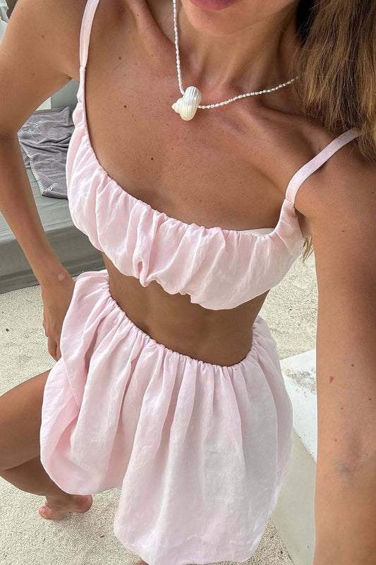 Casual Simple Cami Tulip Hem Skirt Set