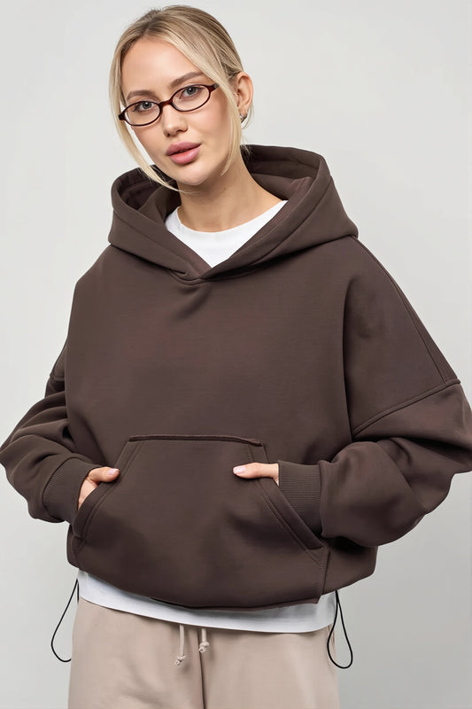 Drawstring Waist Pullover Hoodie