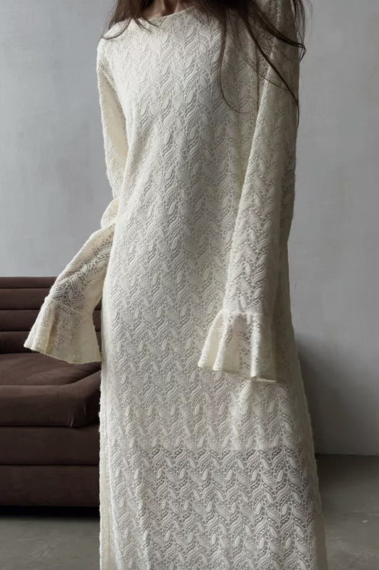 Robe bohème à manches longues en tricot jacquard