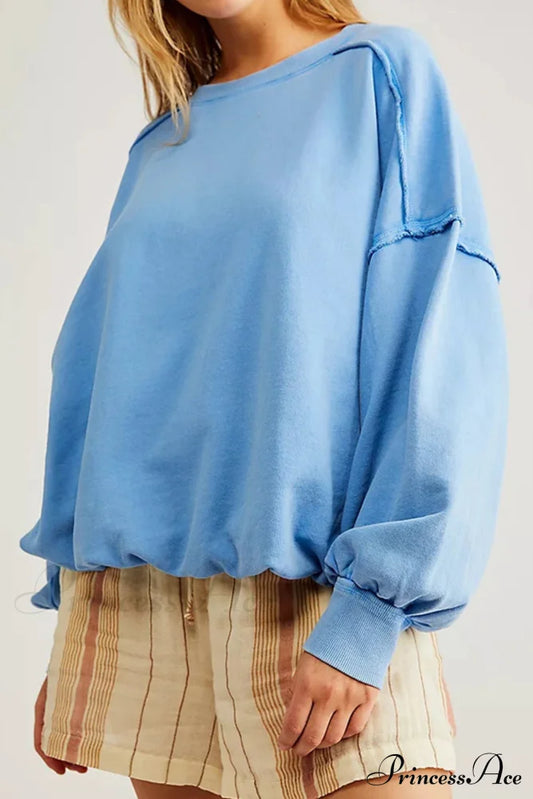 Edge Raw Neck Crew Sweatshirt Blue / L Sweatshirts