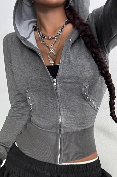 Sweat à capuche imprimé coupe slim minimaliste